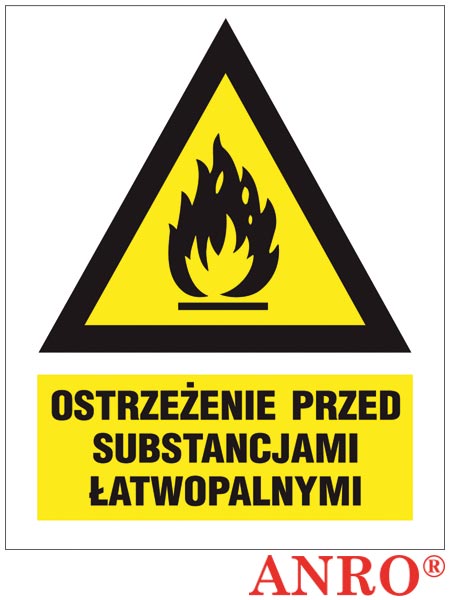Oznakowanie substancji chemicznych "Ostrzeżenie przed substancjami łatwopalnymi" ZZ-2KN