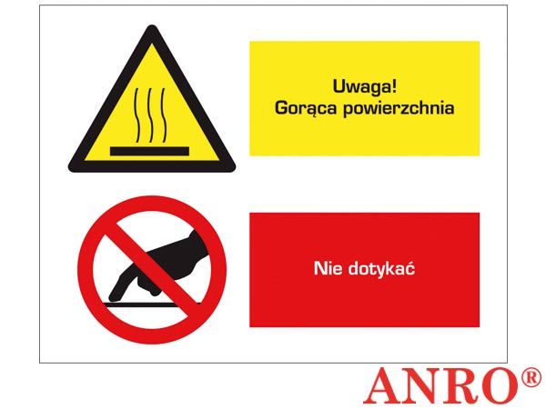 Znak BHP "Uwaga! Gorąca powierzchnie/ Nie dotykać" ZZ-2OZ