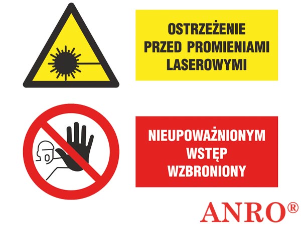 Znak BHP "Ostrz.przed promieniami laserowymi/ Nieupoważnionym wstęp wzbroniony" ZZ-3OZ