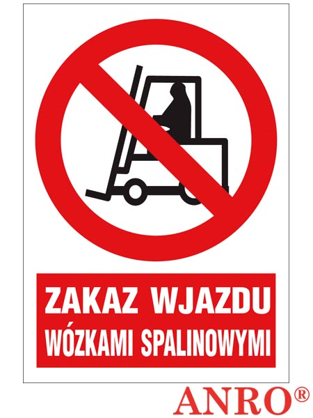 Znak BHP "Zakaz wjazdu wózkami spalinowymi" ZZ-4Z-1