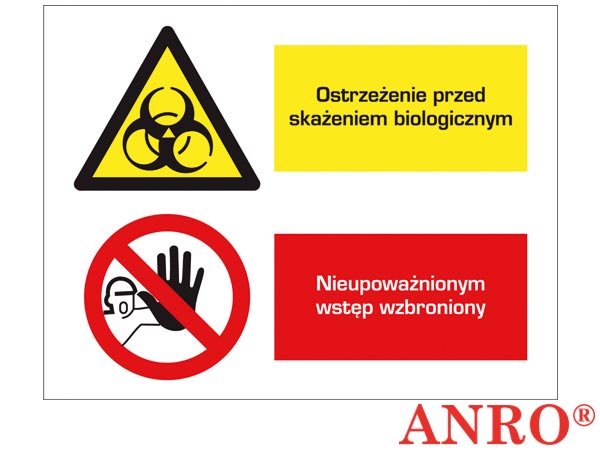 Znak BHP "Ostrz.przed skażeniem biologicznym/ Nieupoważnionym wstęp wzbroniony" ZZ-5OZ