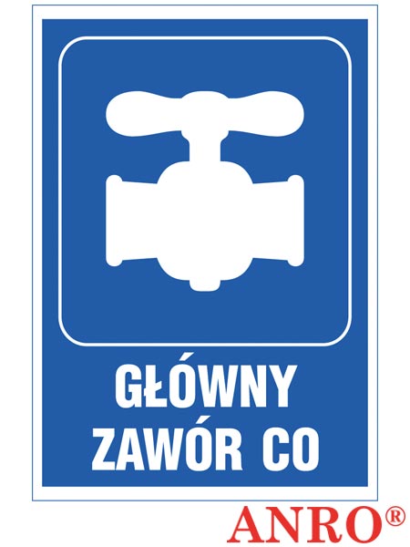 Znak "Główny zawór CO" ZZ-77