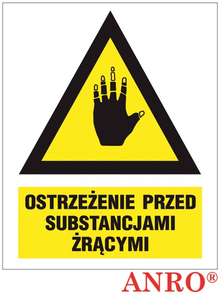 Oznakowanie substancji chemicznych "Ostrzeżenie przed substancjami żrącymi" ZZ-8KN