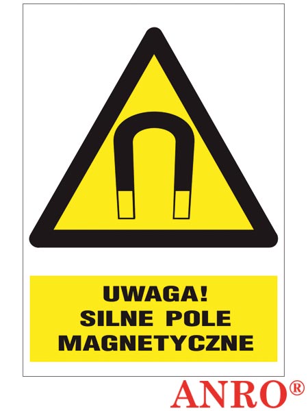 Znak BHP "Uwaga silne pole magnetyczne" ZZ-8O-1