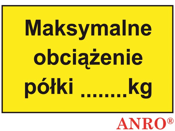 Znak "Maksymalne obciążenie półki" ZZ-98