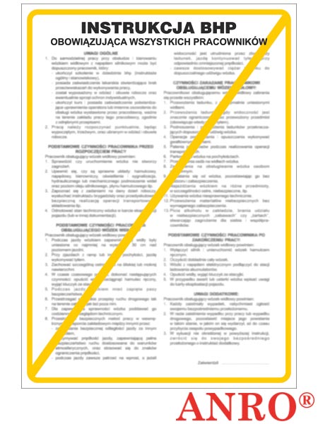 Instrukcja BHP i PPOŻ "BHP obowiązująca wszystkich pracowników" ZZ-IB01