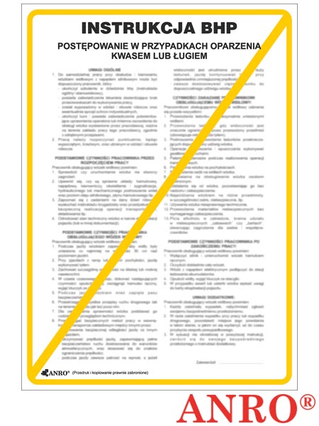 Instrukcja BHP i PPOŻ "Postępowania w przypadkach oparzenia kwasem lub ługiem" ZZ-IB06