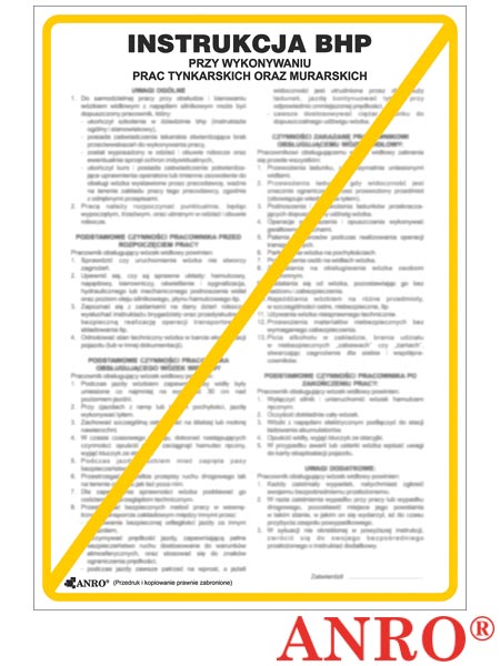 Instrukcja BHP i PPOŻ "BHP przy wykonywaniu prac tynkarskich oraz murarskich" ZZ-IBB05