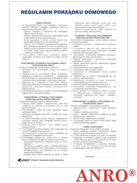 Instrukcja BHP i PPOŻ "Regulamin porządku domowego" ZZ-IBB12