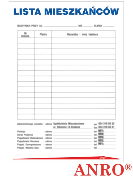 Instrukcja BHP i PPOŻ "Lista mieszkańców" ZZ-IBB13