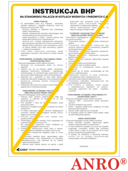 Instrukcja BHP i PPOŻ "Na stanowisku palacza w kotłach wodnych i parowych C.O." ZZ-IBB19