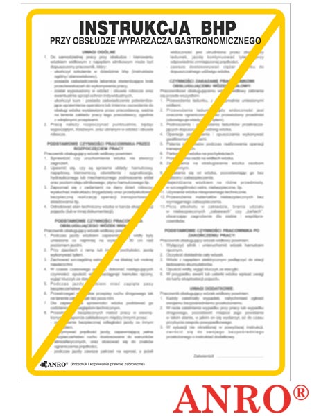 Instrukcja BHP i PPOŻ "BHP przy obsłudze wyparzacza gastronomicznego" ZZ-IBG10