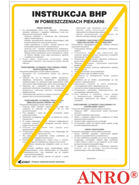 Instrukcja BHP i PPOŻ "BHP w pomieszczeniach piekarni" ZZ-IBG21