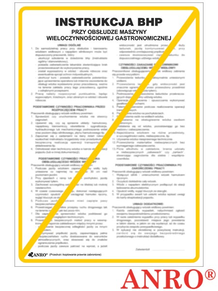 Instrukcja BHP i PPOŻ "BHP przy obsłudze maszyny wieloczynnościowej gastronomicznej" ZZ-IBG25