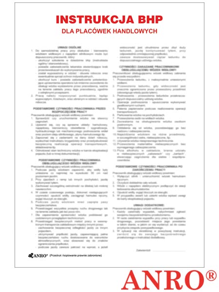 Instrukcja BHP i PPOŻ "BHP dla placówek handlowych" ZZ-IBH03