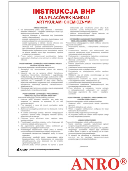 Instrukcja BHP i PPOŻ "BHP dla placówek handlu artykułami chemicznymi" ZZ-IBH05