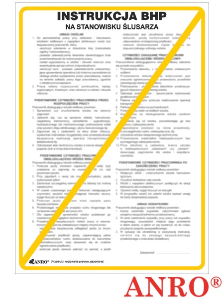 Instrukcja BHP i PPOŻ "BHP na stanowisku ślusarza" ZZ-IBM16
