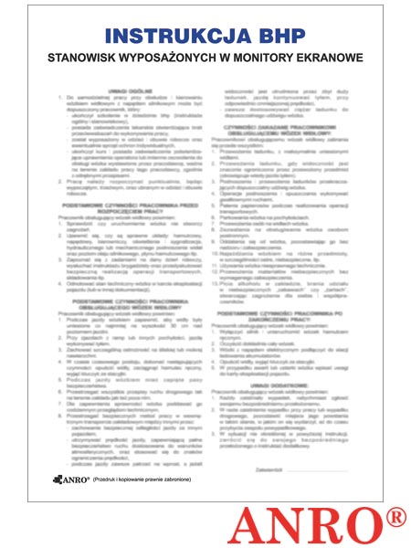 Instrukcja BHP i PPOŻ "BHP stanowisk wyposażonych w monitory ekranowe" ZZ-IBN02