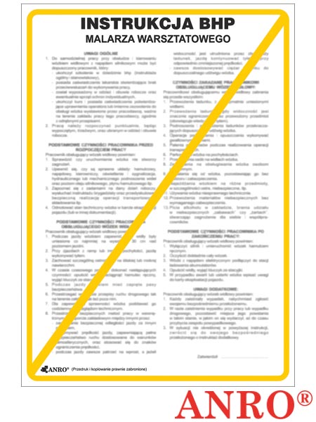 Instrukcja BHP i PPOŻ "BHP na stanowisku malarza warsztatowego" ZZ-IBS06