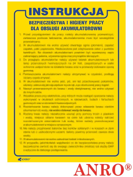 Instrukcja BHP i PPOŻ "BHP dla obsługi akumulatorowni" ZZ-IBT05