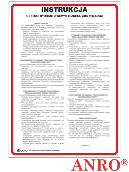 Instrukcja BHP i PPOŻ "Instrukcja obsługi hydrantu wewnętrznego" ZZ-IP17B