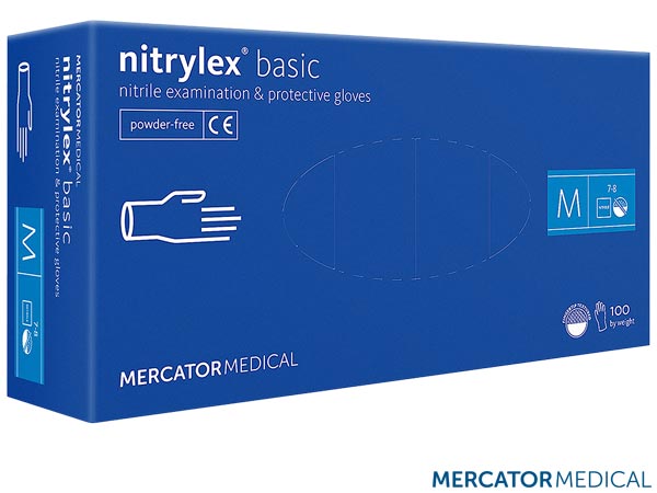 Rękawice nitrylowe medyczne - bezpudrowe, nitrylex® basic RMM-NITBASIC