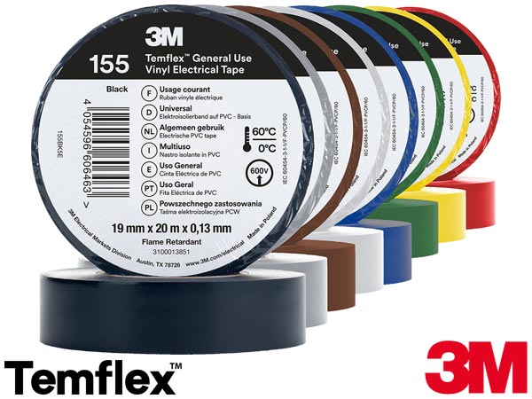 Winylowa taśma elektroizolacyjna 3M™ Temflex™ 155, pakiet tęczowy 3M-TASIZO-155_SET