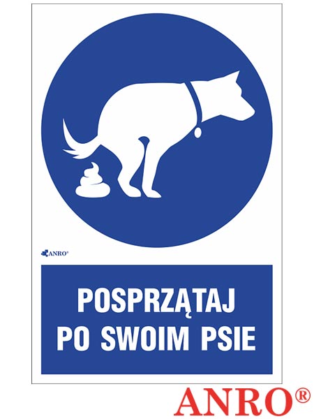 Znak „Posprzątaj po swoim psie” (niebieskie tło) Z-217