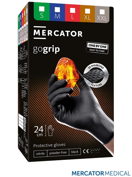 Rękawice nitrylowe gospodarcze i ochronne - bezpudrowe, gogrip one by one RMM-GRIP-OBO