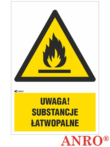 Znak ostrzegawczy dla materiałów niebezpiecznych „Uwaga! Substancje łatwopalne” Z-IW021
