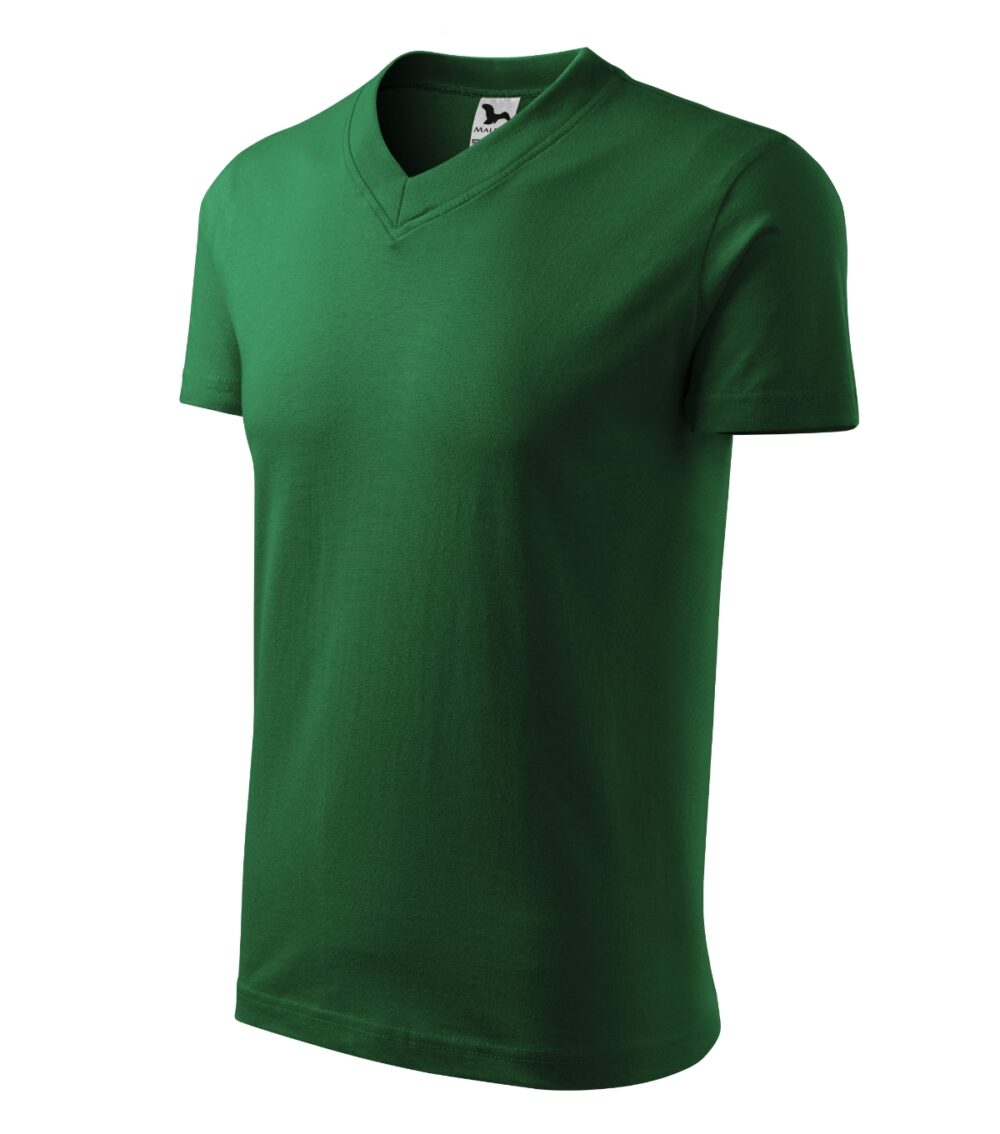Koszulka unisex MALFINI V-neck — Zieleń butelkowa