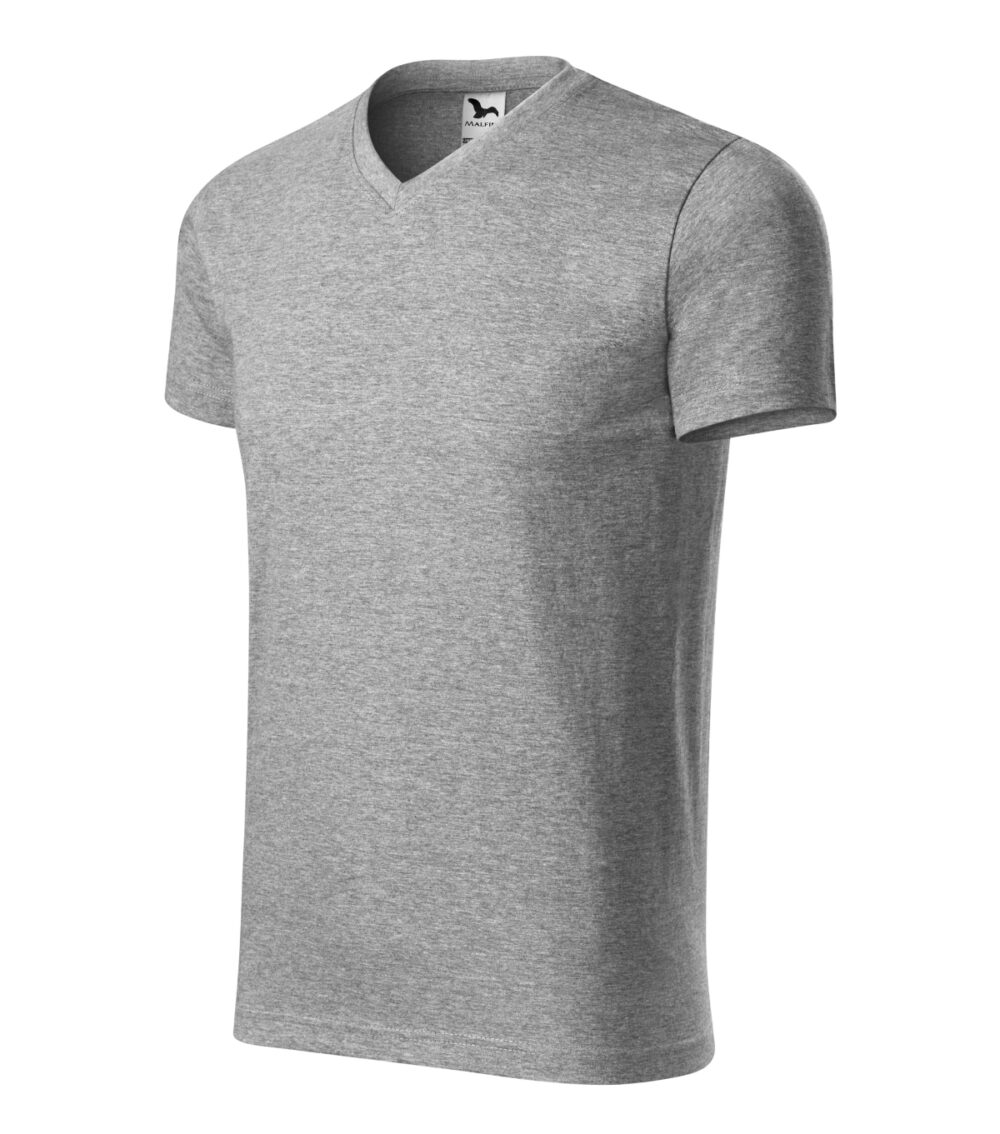 Koszulka unisex MALFINI Heavy V-neck — Ciemnoszary melanż