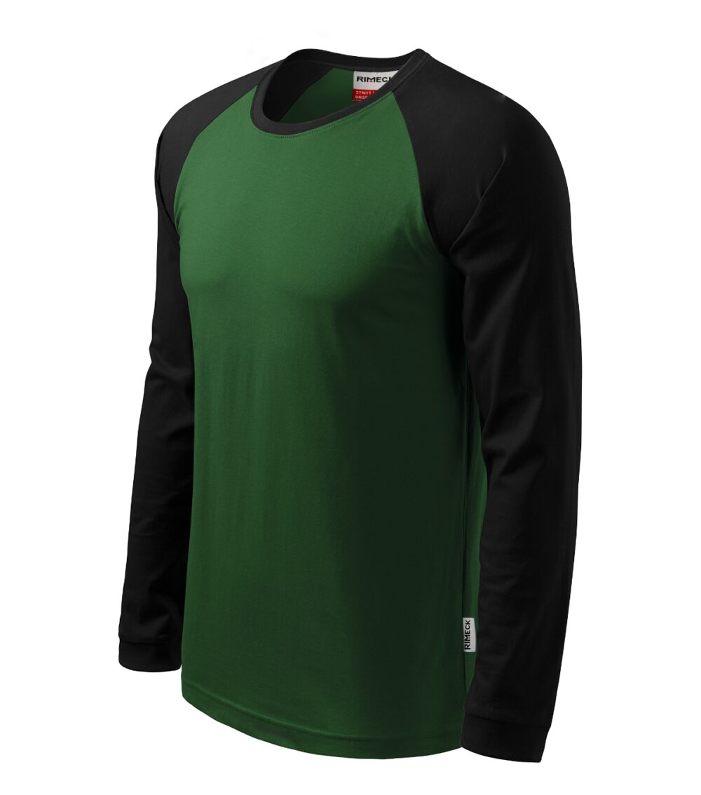 Koszulka unisex RIMECK Street LS — Zieleń butelkowa