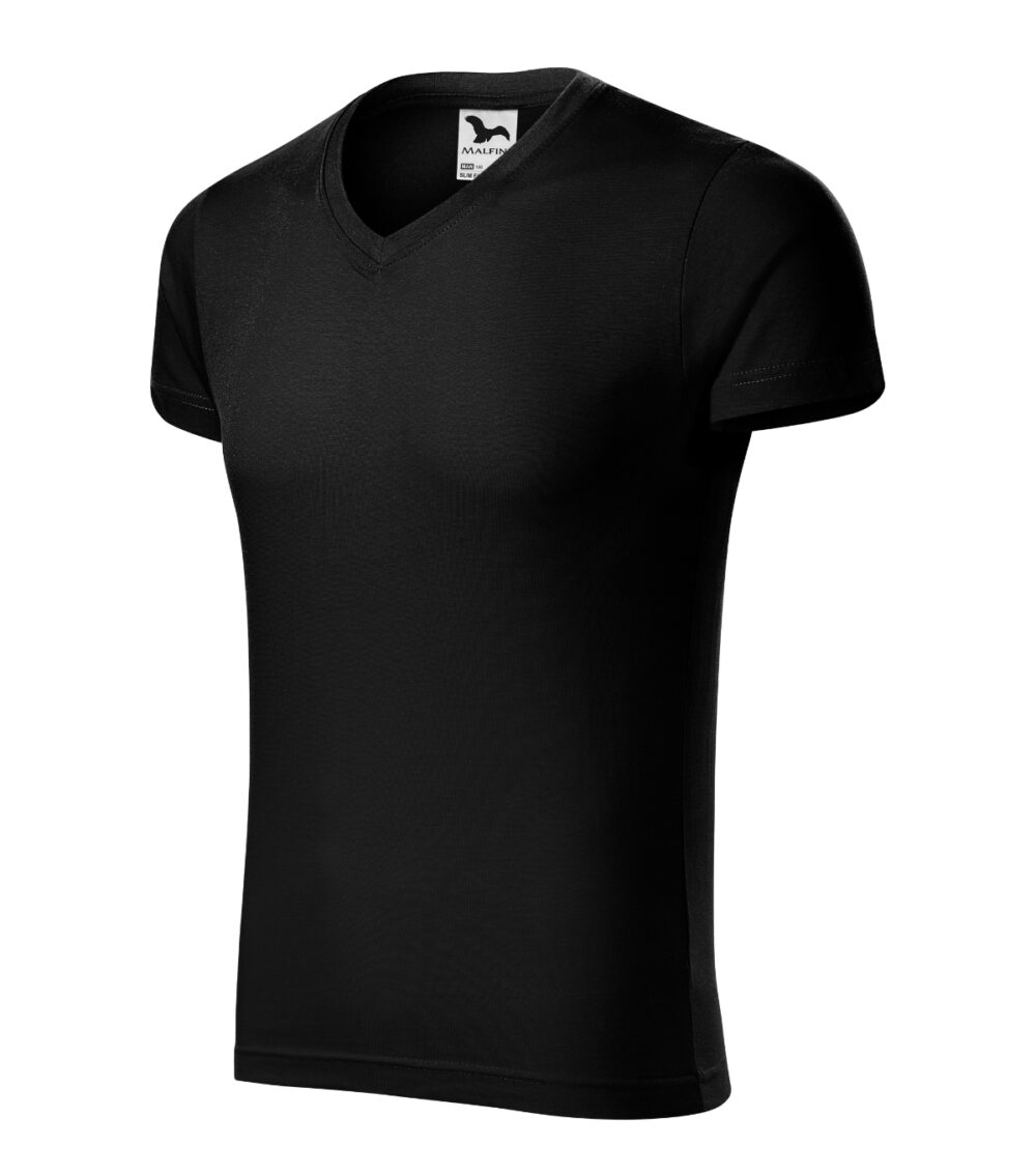Koszulka męska MALFINI Slim Fit V-neck — Czarny