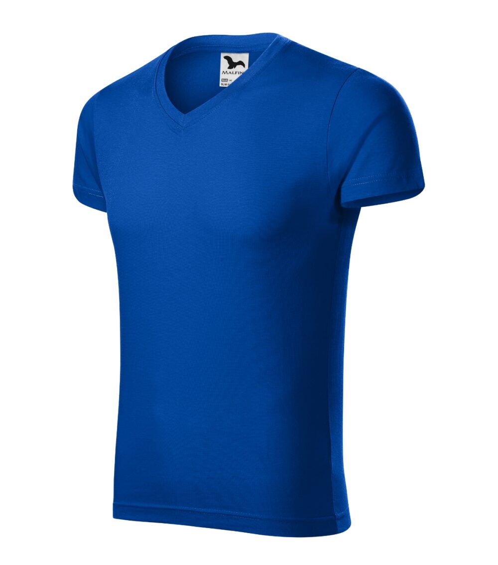Koszulka męska MALFINI Slim Fit V-neck — Chabrowy