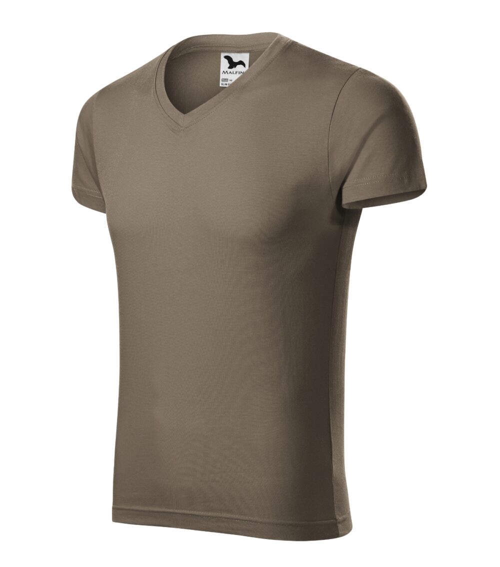Koszulka męska MALFINI Slim Fit V-neck — Army