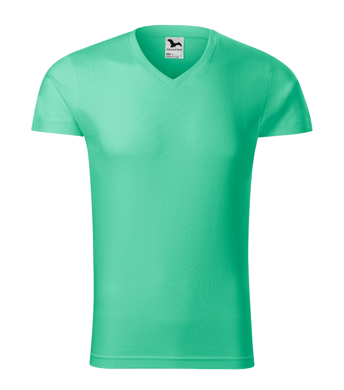 Koszulka męska MALFINI Slim Fit V-neck — Miętowy - obrazek 2