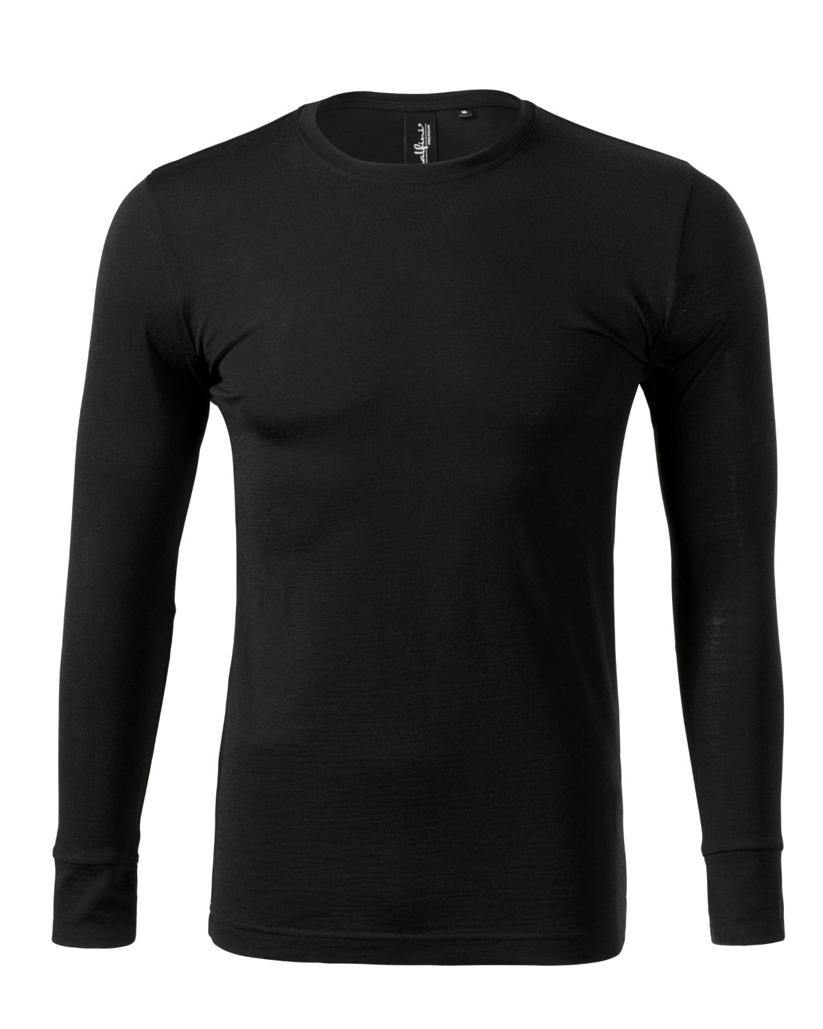 Koszulka męska MALFINI Premium Merino Rise LS — Czarny - obrazek 2