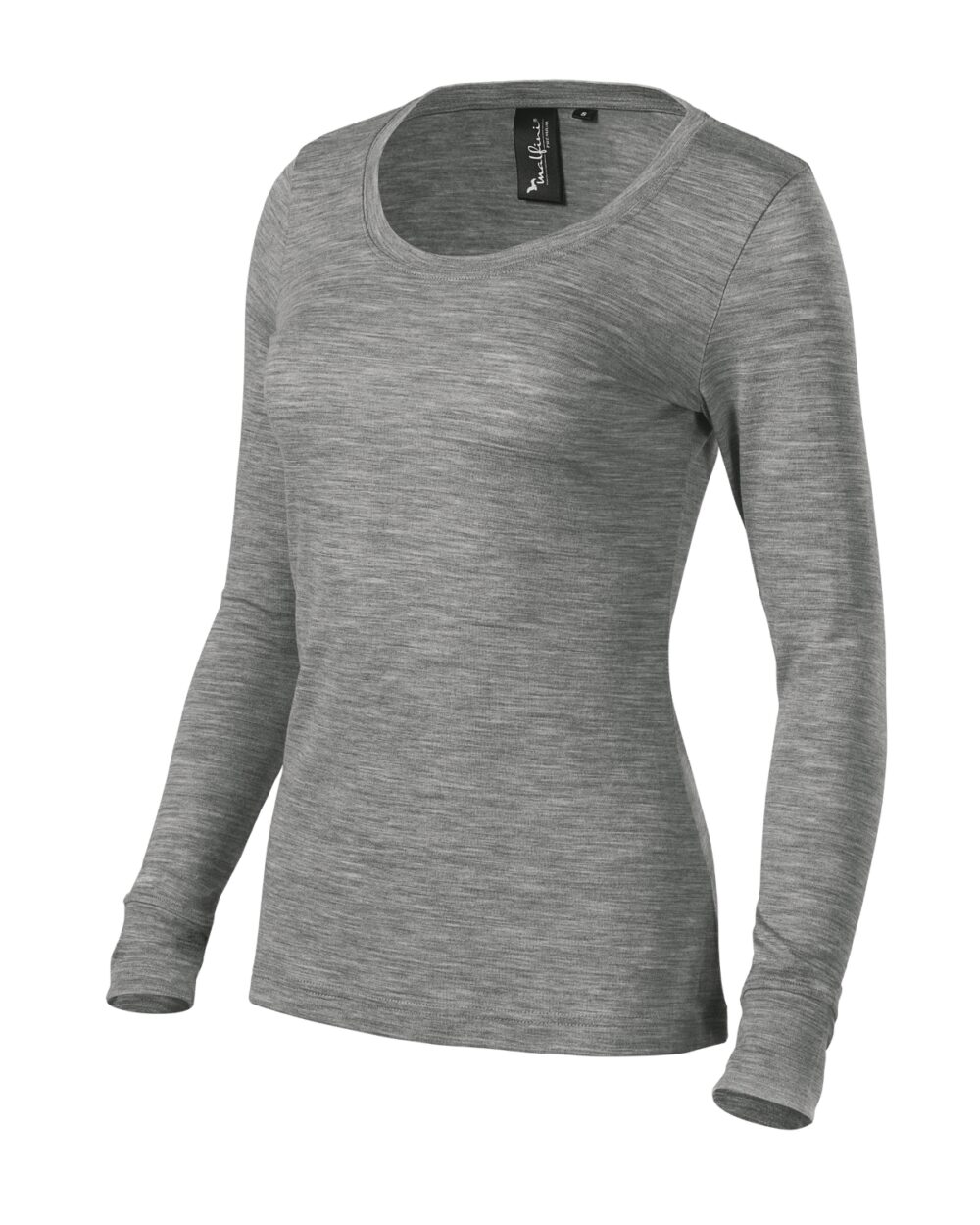 Koszulka damska MALFINI Premium Merino Rise LS — Ciemnoszary melanż