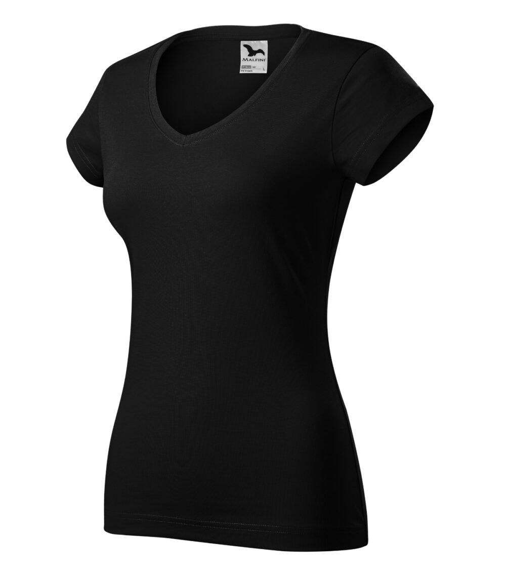 Koszulka damska MALFINI Fit V-neck — Czarny