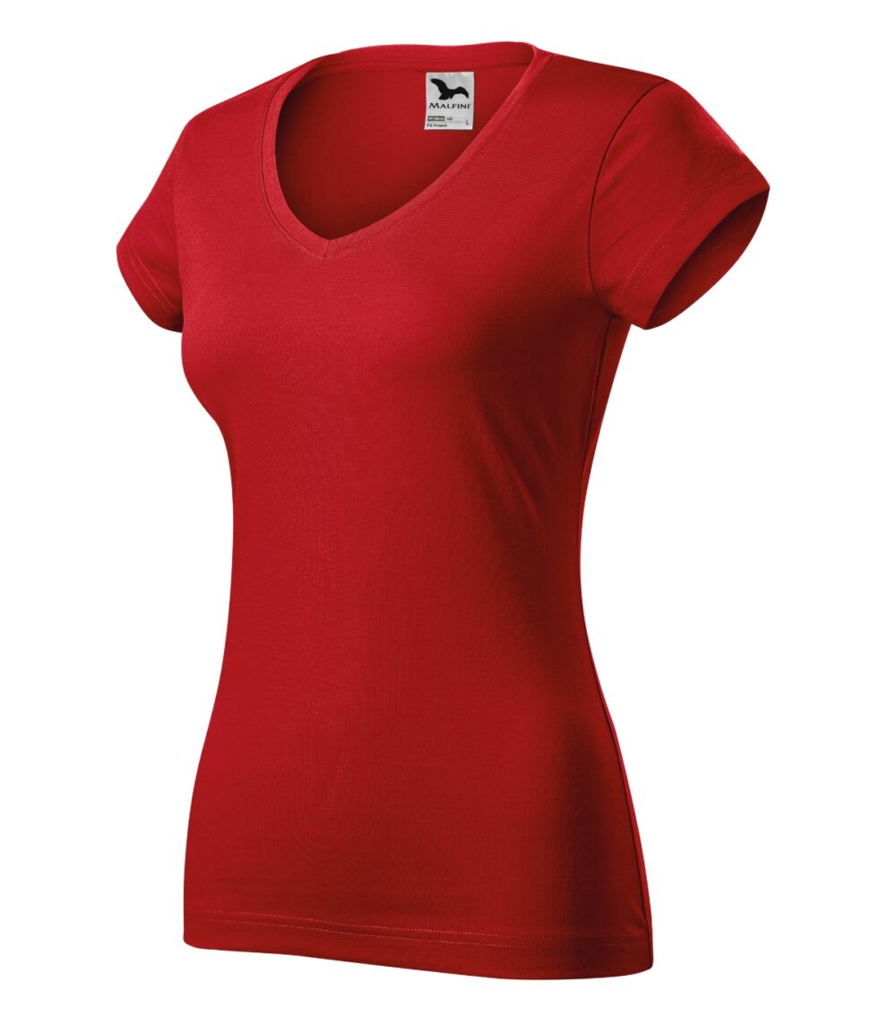 Koszulka damska MALFINI Fit V-neck — Czerwony