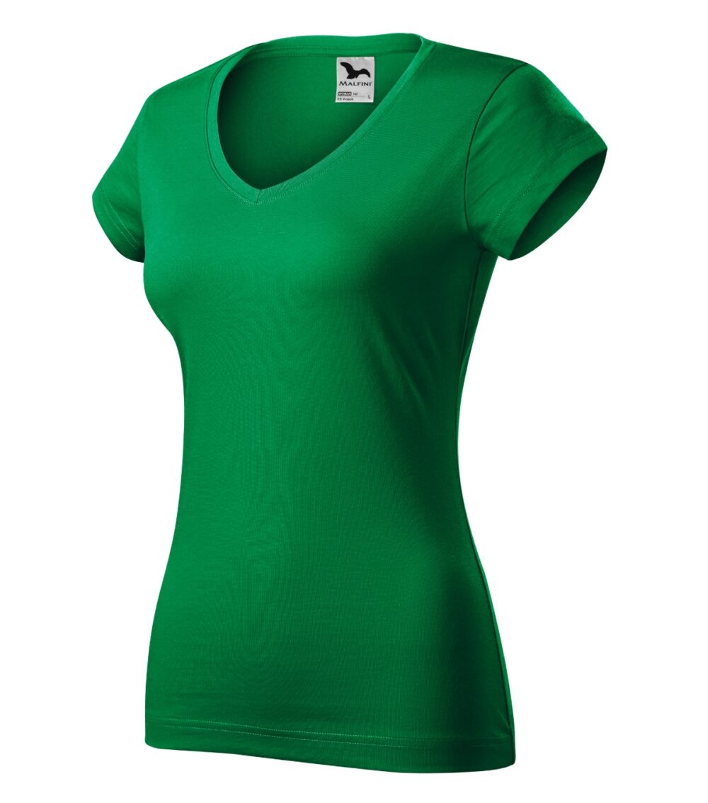 Koszulka damska MALFINI Fit V-neck — Zieleń trawy