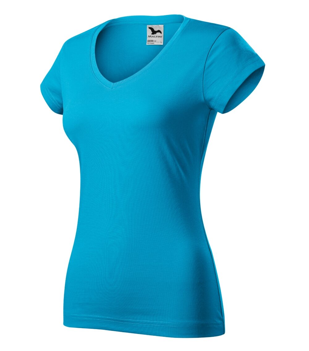 Koszulka damska MALFINI Fit V-neck — Turkus