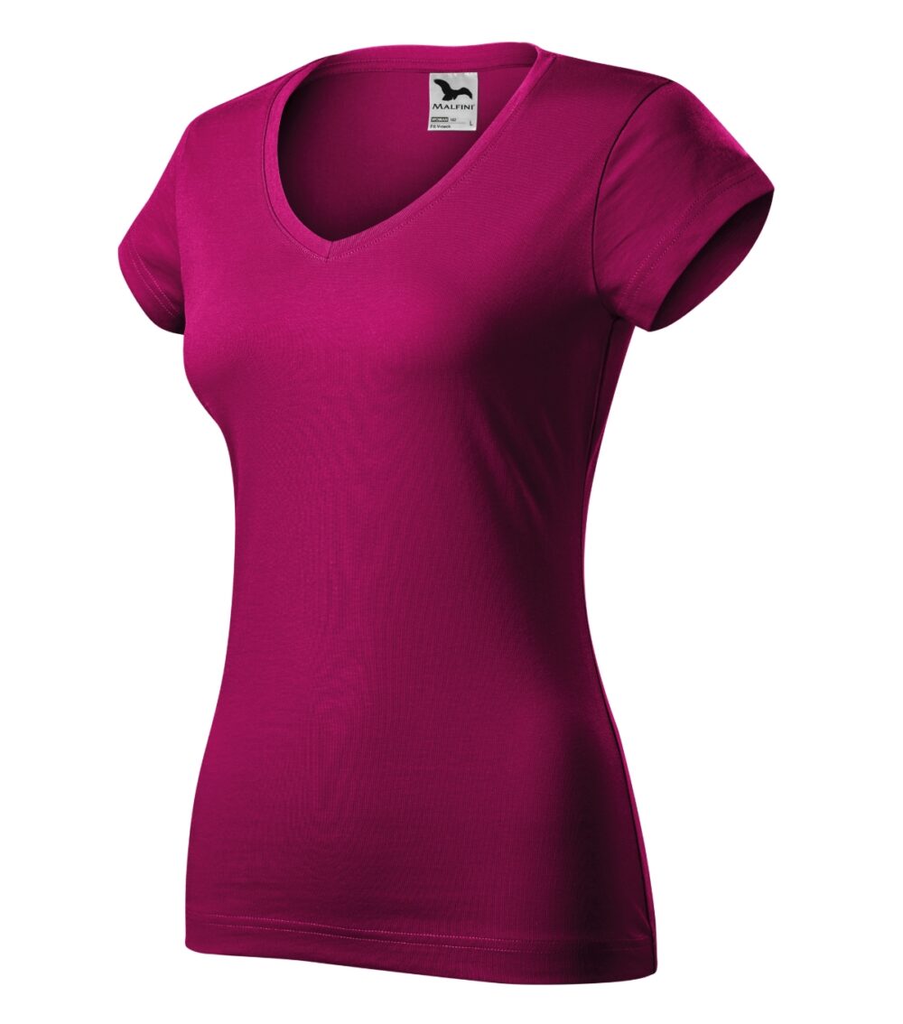 Koszulka damska MALFINI Fit V-neck — Fuchsia red