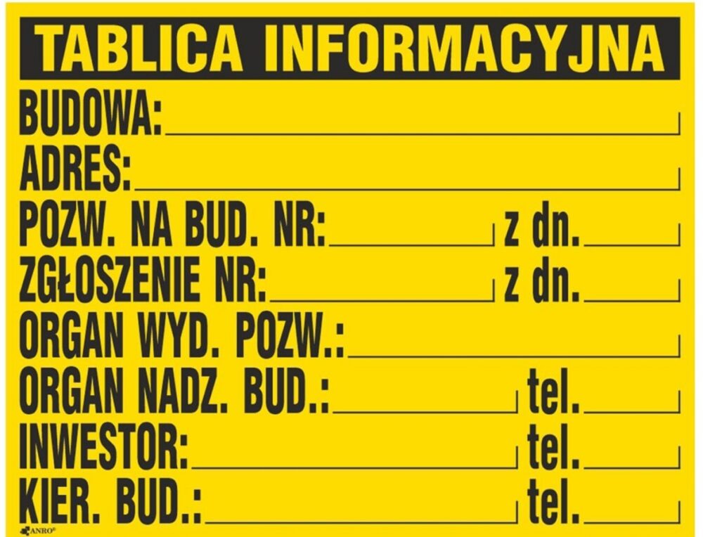 Tablica budowlana informacyjna 700x900
