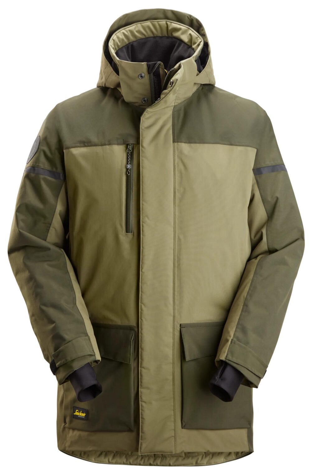 AllroundWork, Parka przeciwdeszczowa, ocieplana — Khaki Zielone / Ciemne Khaki Zielone