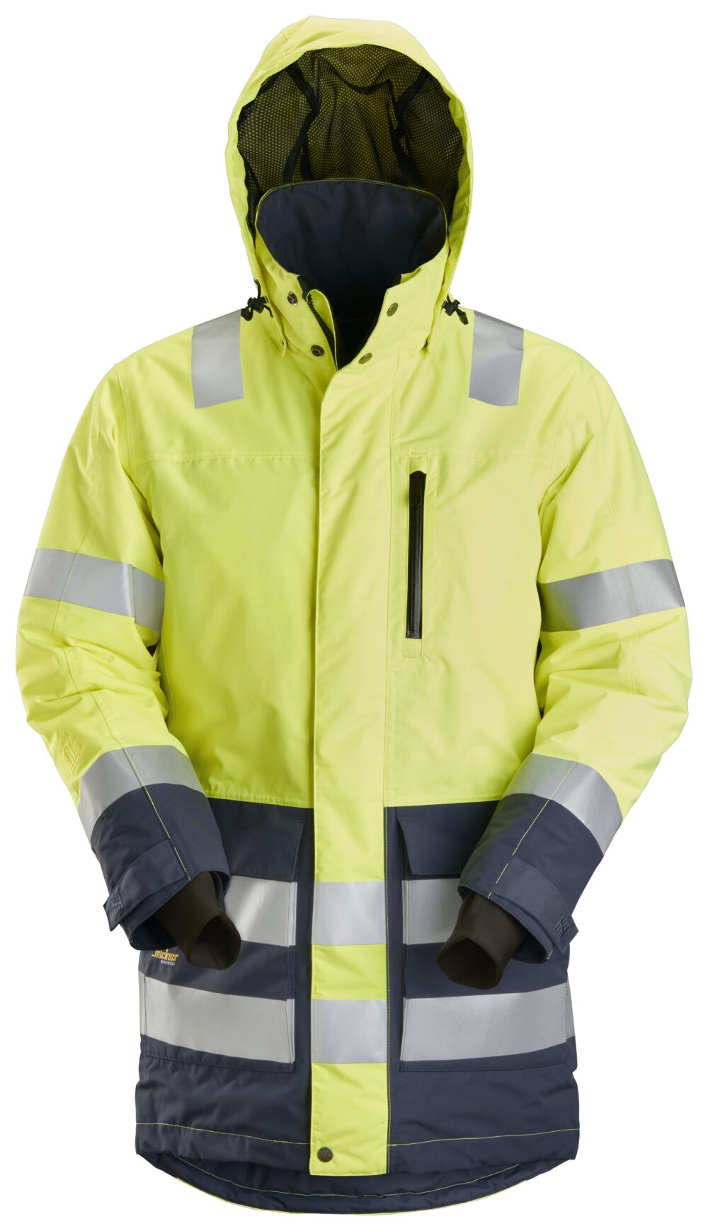 High-Vis, Parka odblaskowa przeciwdeszczowa, EN 20471/3 — Żółty Odblaskowy / Granatowy