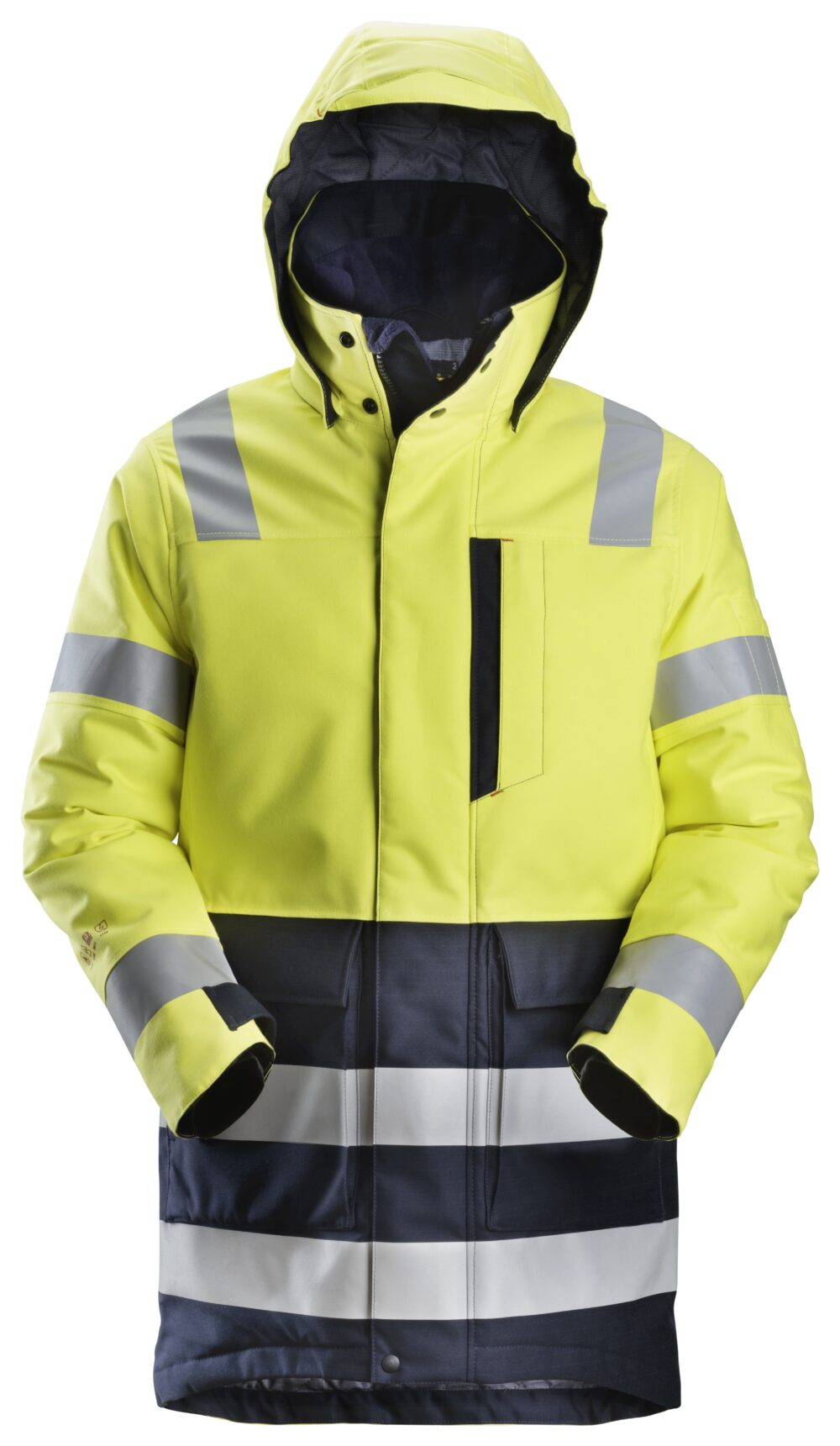 Parka Odblaskowa Ocieplana ProtecWork, EN 20471/3 — Żółty Odblaskowy / Granatowy