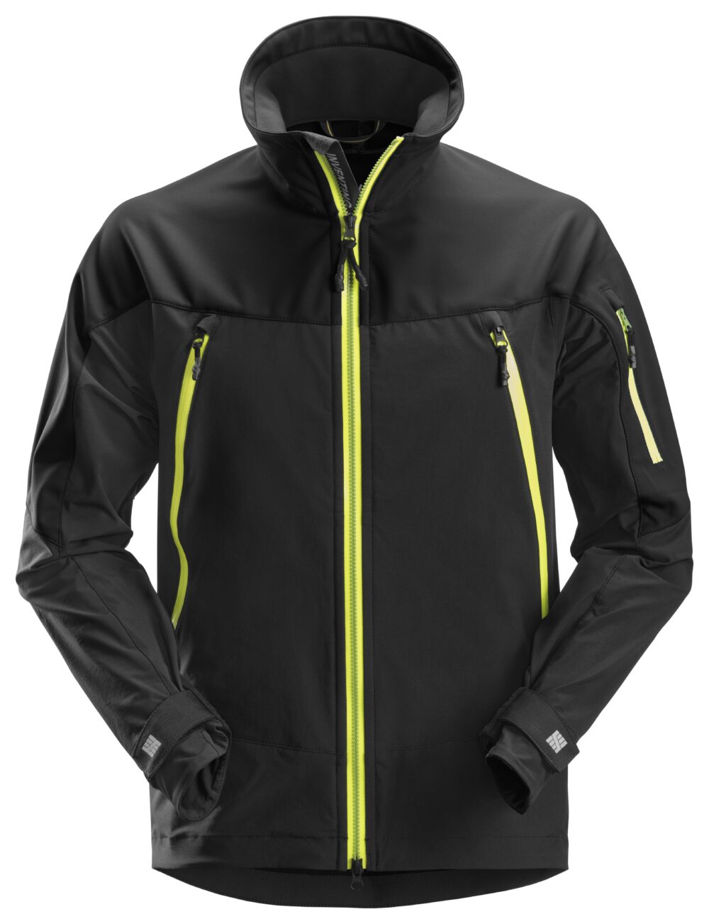 FlexiWork, Kurtka softshell stretch — Czarny / Neonowy Żółty