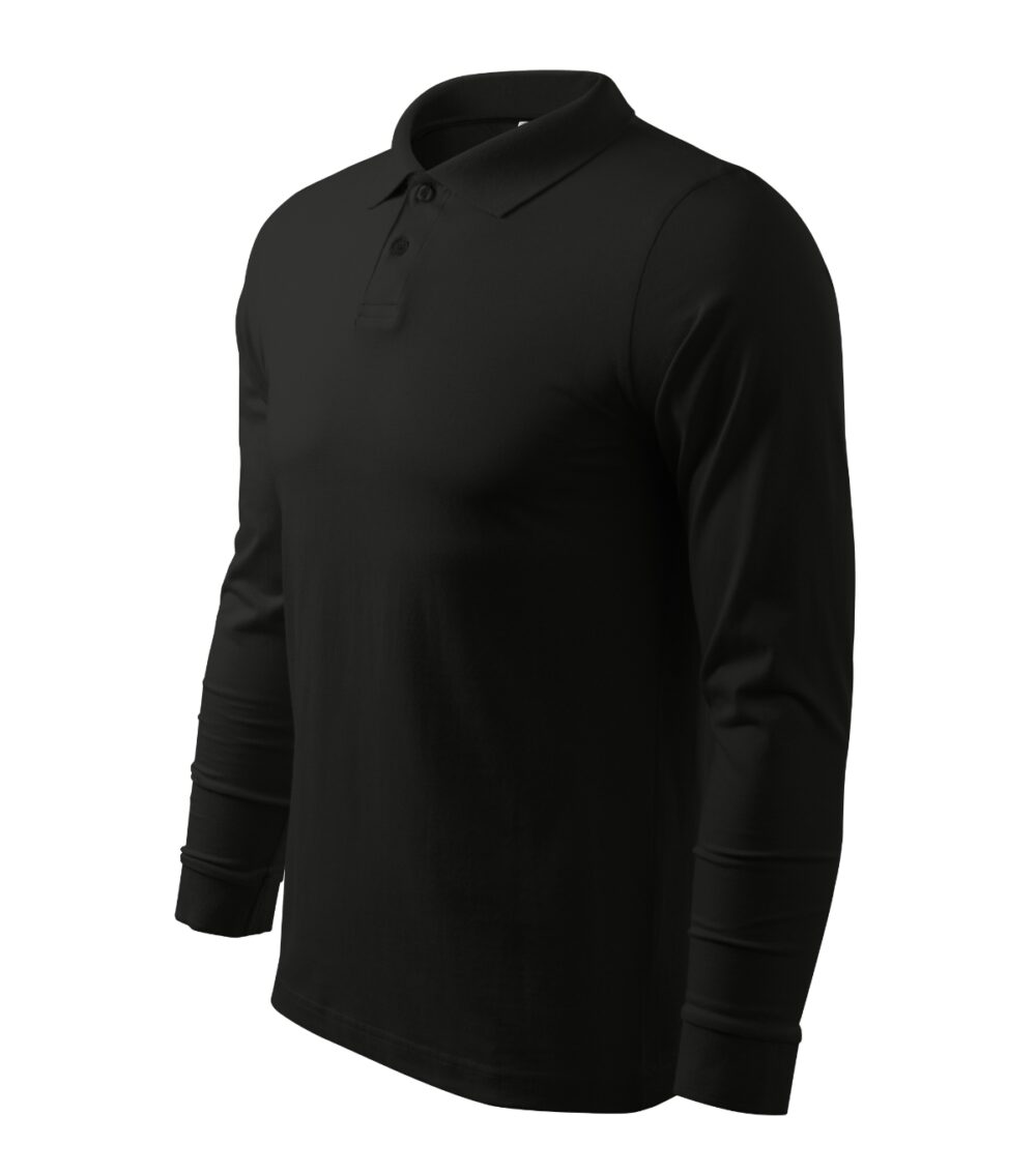 Koszulka polo męska MALFINI Single J. LS — Czarny